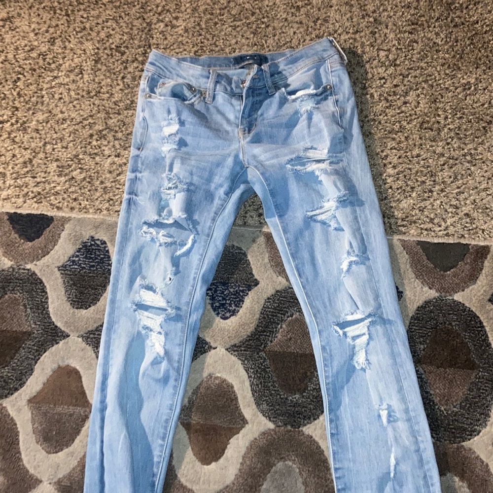 Ripped low rise jeans